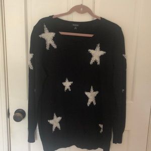 Black Torrid Sweater with Fuzzy White Stars